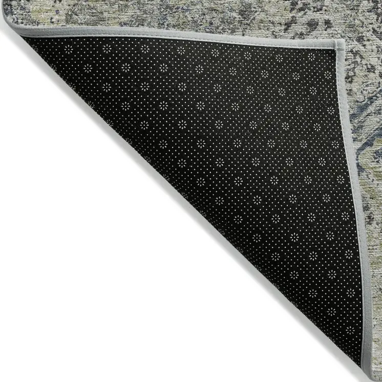 3' X 5' Silver Gray And Charcoal Geometric Washable Indoor Outdoor Area Rug