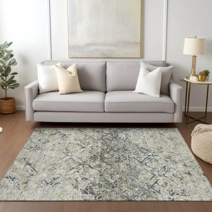 3' X 5' Silver Gray And Charcoal Geometric Washable Indoor Outdoor Area Rug