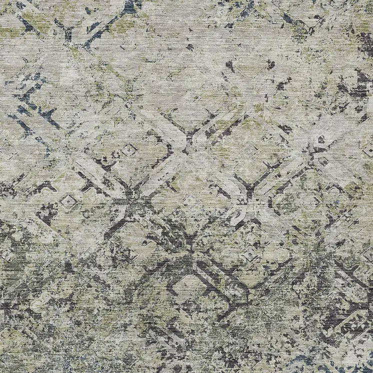 9' X 12' Silver Gray And Charcoal Geometric Washable Indoor Outdoor Area Rug