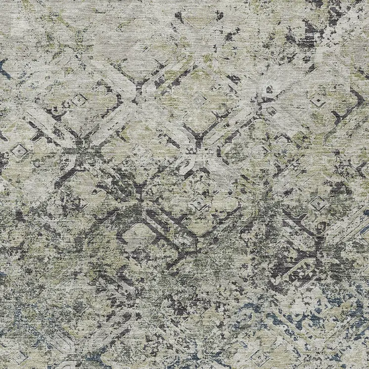 10' X 14' Silver Gray And Charcoal Geometric Washable Indoor Outdoor Area Rug