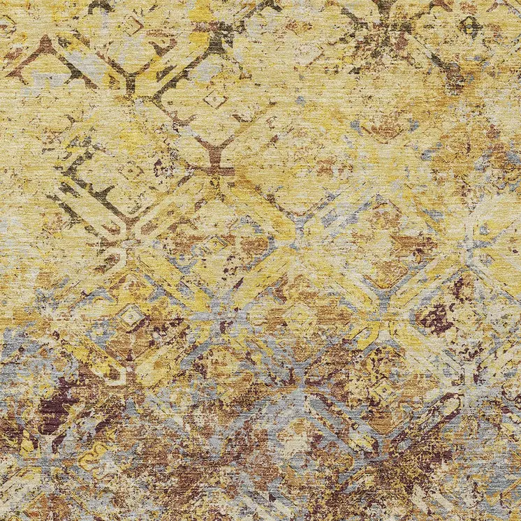 8' X 10' Wheat Gold And Gray Geometric Washable Indoor Outdoor Area Rug