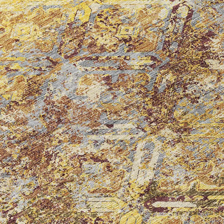 8' X 10' Wheat Gold And Gray Geometric Washable Indoor Outdoor Area Rug