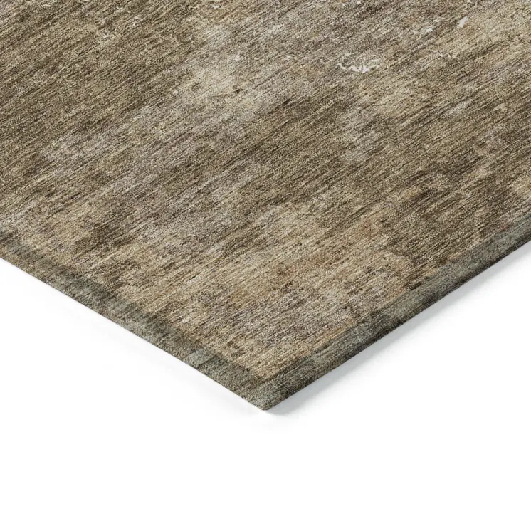 8' X 10' Brown Taupe And Ivory Floral Washable Indoor Outdoor Area Rug