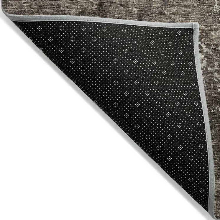 3' X 5' Brown And Ivory Floral Washable Indoor Outdoor Area Rug