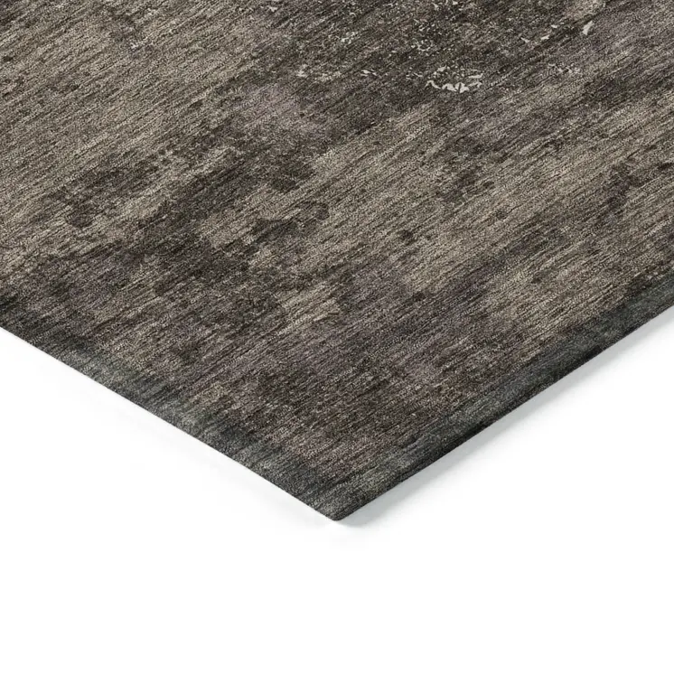 3' X 5' Brown And Ivory Floral Washable Indoor Outdoor Area Rug