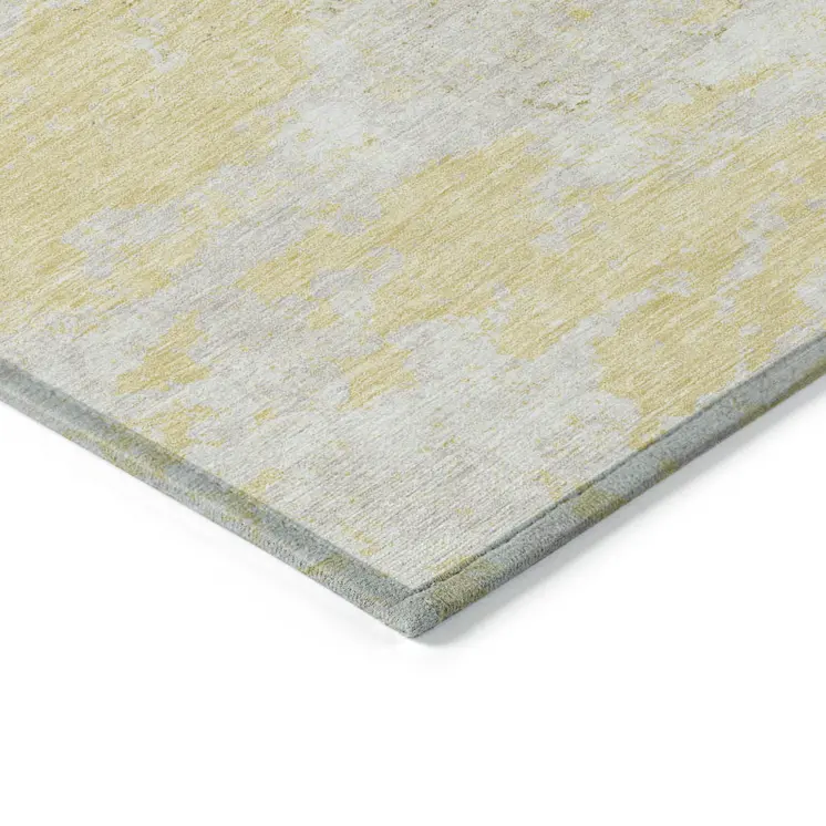 5' X 8' Gold Wheat And Beige Floral Washable Indoor Outdoor Area Rug