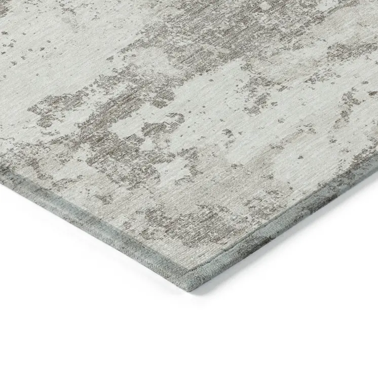 10' X 14' Ivory Beige And Taupe Floral Washable Indoor Outdoor Area Rug