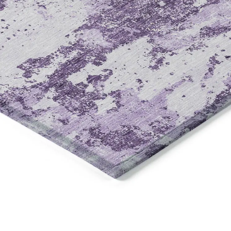 5' X 8' Lavender Purple And Lilac Floral Washable Indoor Outdoor Area Rug