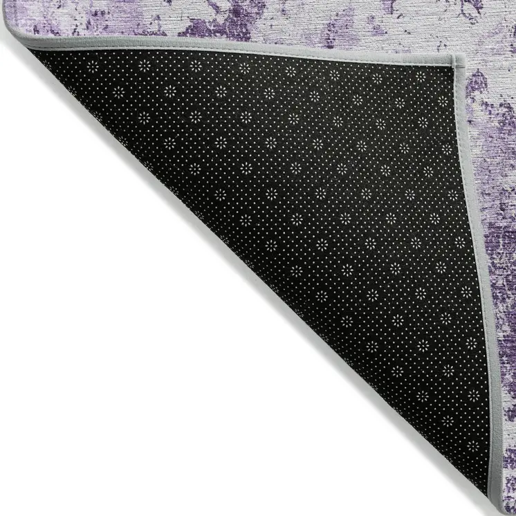9' X 12' Lavender Purple And Lilac Floral Washable Indoor Outdoor Area Rug