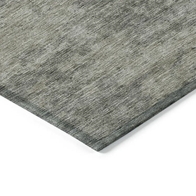 3' X 5' Taupe Khaki And Charcoal Floral Washable Indoor Outdoor Area Rug