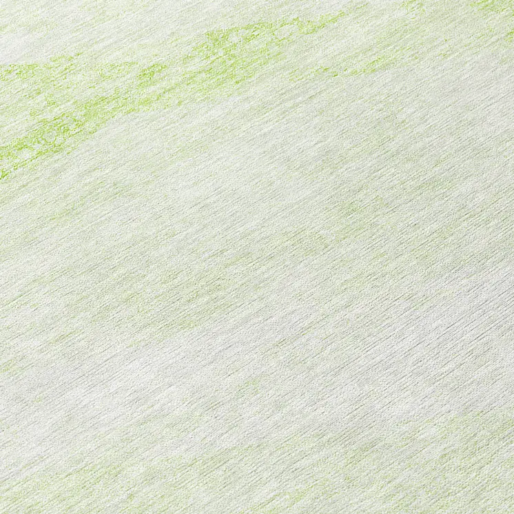 8' Artichoke Green Lime Green And Ivory Round Abstract Washable Indoor Outdoor Area Rug