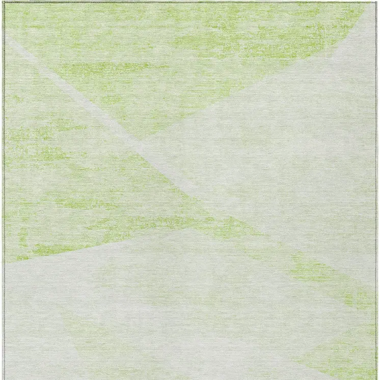 8' X 10' Artichoke Green Lime Green And Ivory Abstract Washable Indoor Outdoor Area Rug