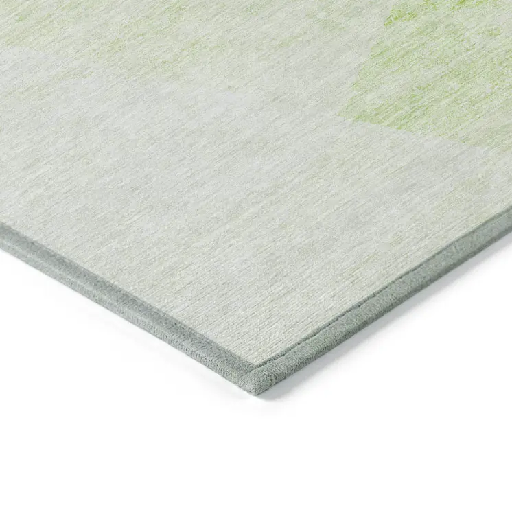 8' X 10' Artichoke Green Lime Green And Ivory Abstract Washable Indoor Outdoor Area Rug