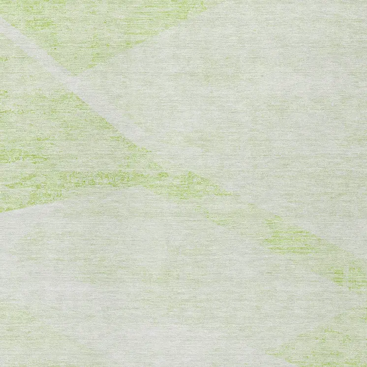 9' X 12' Artichoke Green Lime Green And Ivory Abstract Washable Indoor Outdoor Area Rug