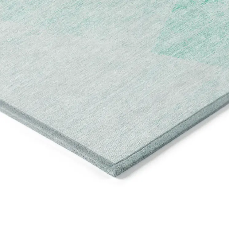 5' X 8' Aqua Sky Blue And Ivory Abstract Washable Indoor Outdoor Area Rug