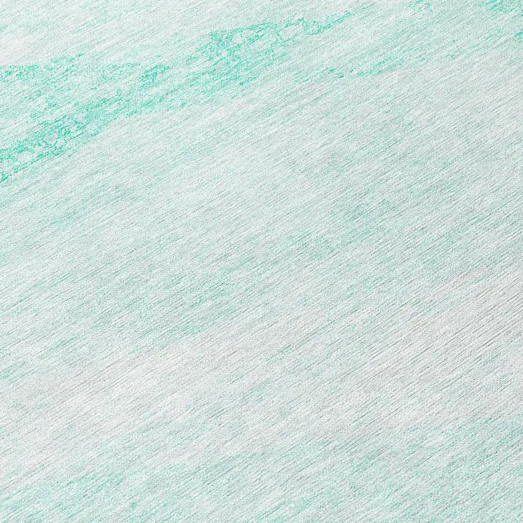 8' Aqua Sky Blue And Ivory Round Abstract Washable Indoor Outdoor Area Rug