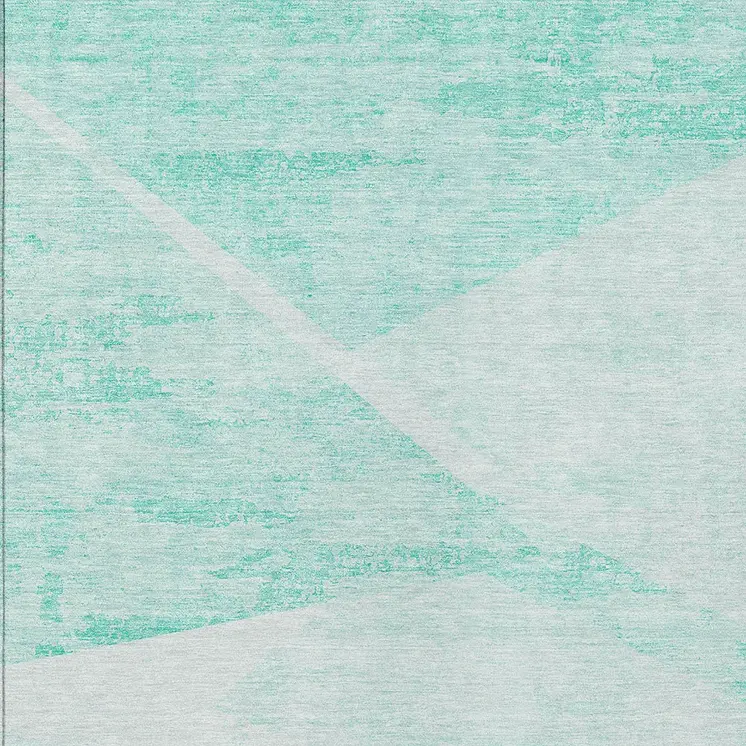 10' X 14' Aqua Sky Blue And Ivory Abstract Washable Indoor Outdoor Area Rug