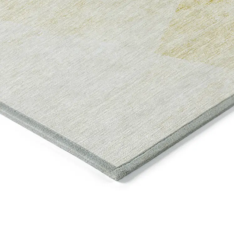 3' X 5' Gold Beige And Ivory Abstract Washable Indoor Outdoor Area Rug