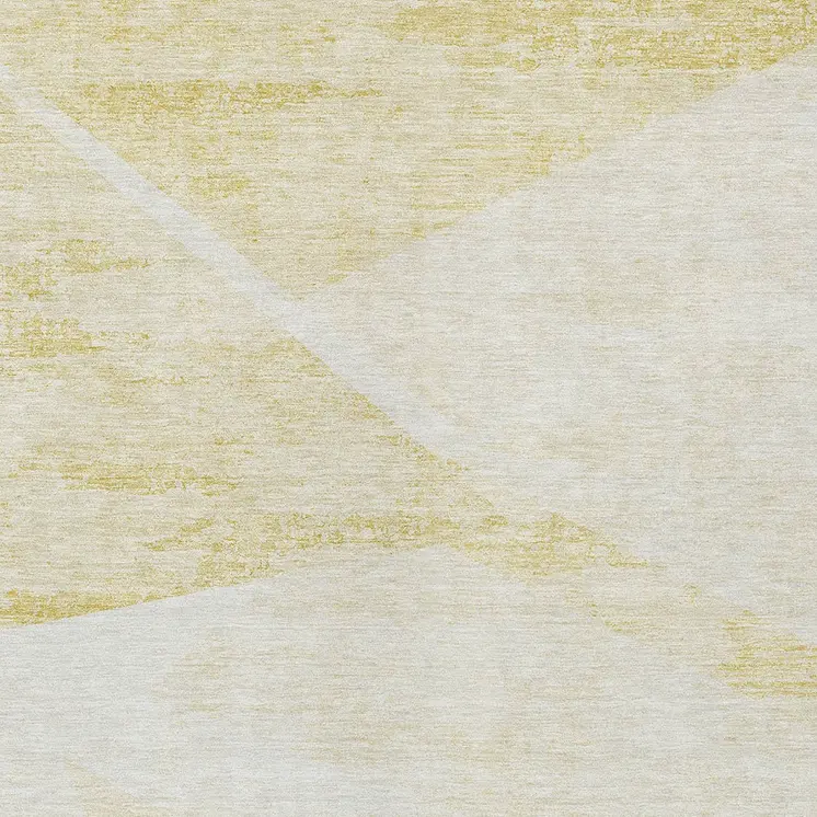 5' X 8' Gold Beige And Ivory Abstract Washable Indoor Outdoor Area Rug