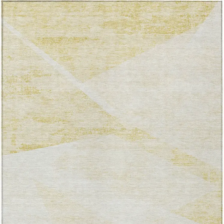 8' X 10' Gold Beige And Ivory Abstract Washable Indoor Outdoor Area Rug