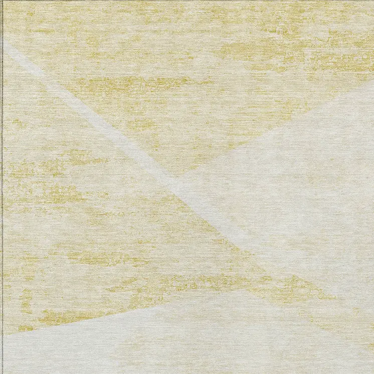 8' X 10' Gold Beige And Ivory Abstract Washable Indoor Outdoor Area Rug