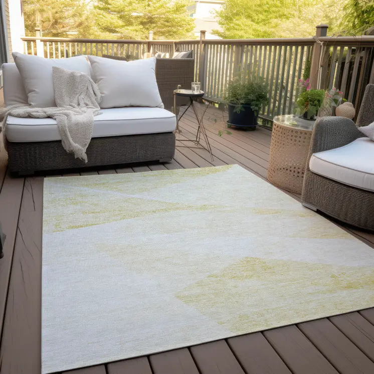9' X 12' Gold Beige And Ivory Abstract Washable Indoor Outdoor Area Rug