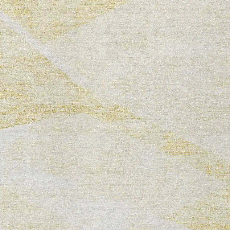 9' X 12' Gold Beige And Ivory Abstract Washable Indoor Outdoor Area Rug