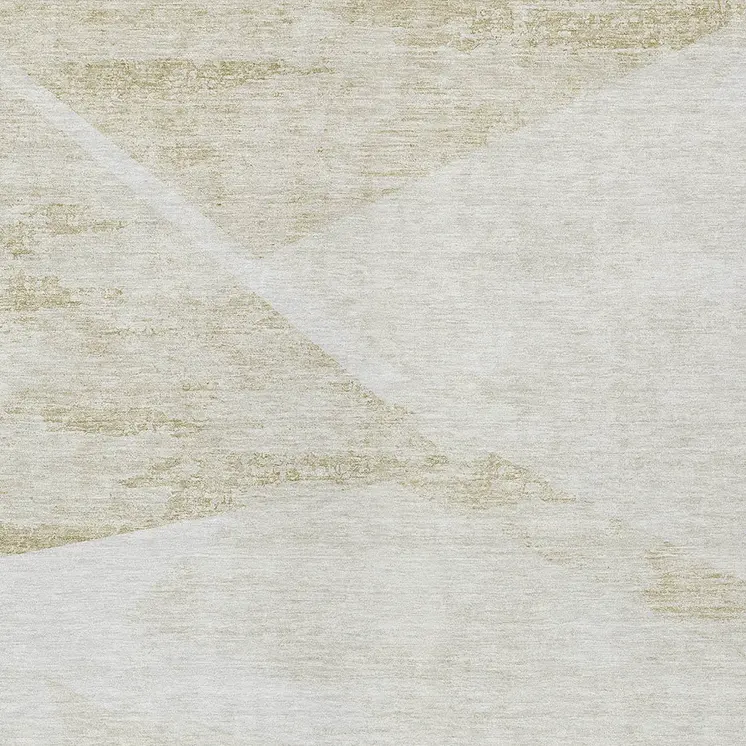 3' X 5' Khaki Beige And Ivory Abstract Washable Indoor Outdoor Area Rug