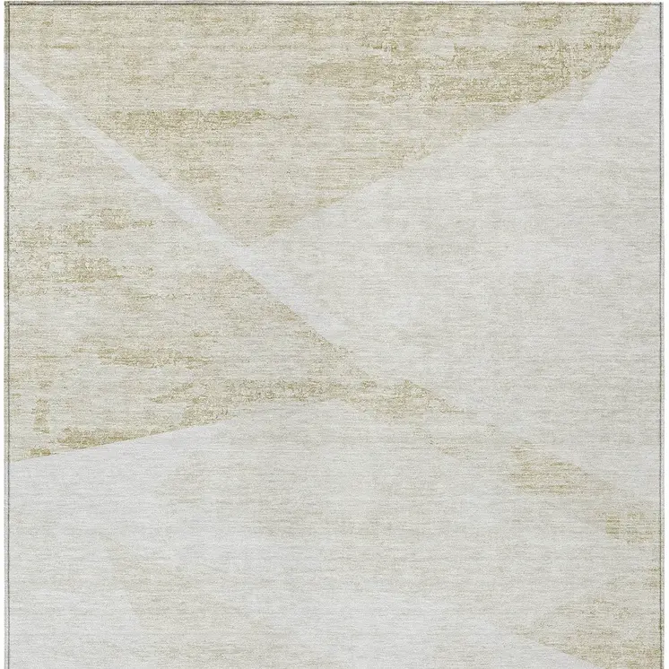 5' X 8' Khaki Beige And Ivory Abstract Washable Indoor Outdoor Area Rug