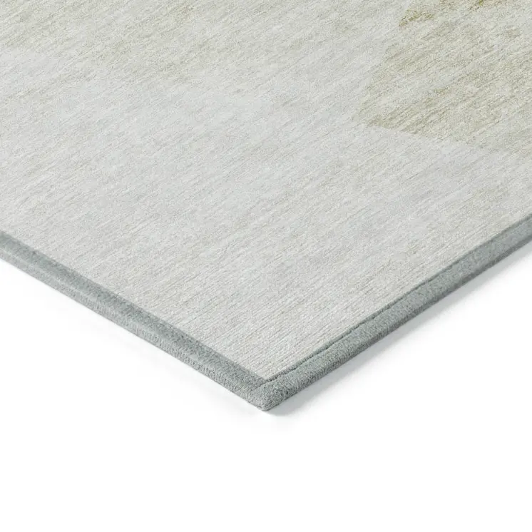 5' X 8' Khaki Beige And Ivory Abstract Washable Indoor Outdoor Area Rug