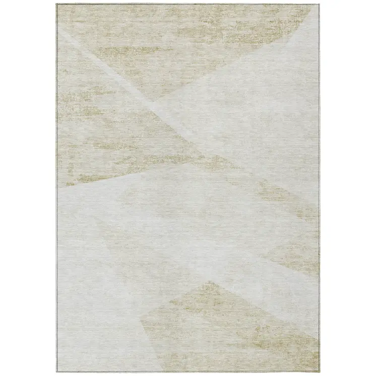 8' X 10' Khaki Beige And Ivory Abstract Washable Indoor Outdoor Area Rug