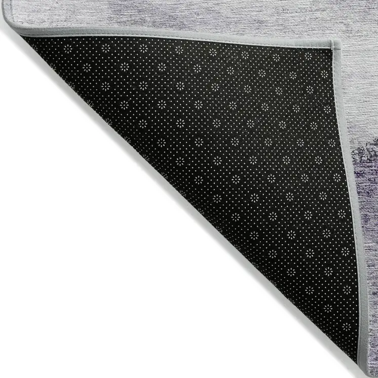 5' X 8' Purple Gray And Charcoal Abstract Washable Indoor Outdoor Area Rug