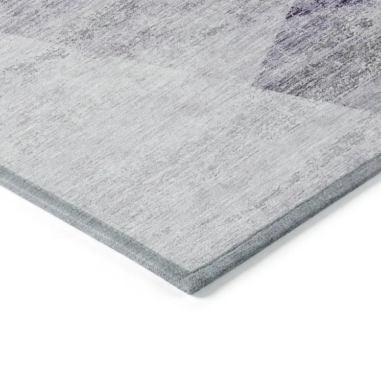 5' X 8' Purple Gray And Charcoal Abstract Washable Indoor Outdoor Area Rug