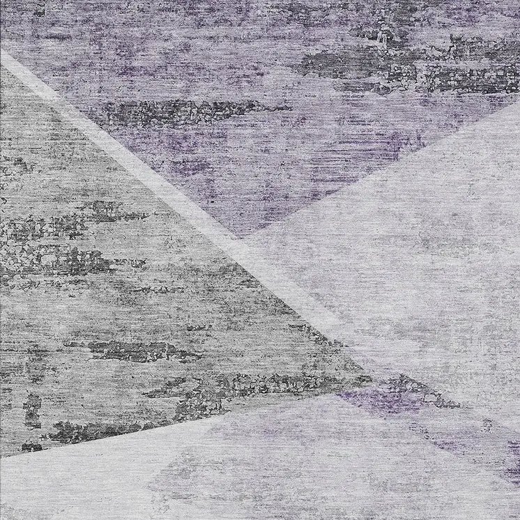 5' X 8' Purple Gray And Charcoal Abstract Washable Indoor Outdoor Area Rug