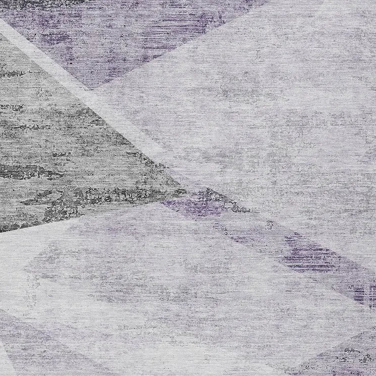 9' X 12' Purple Gray And Charcoal Abstract Washable Indoor Outdoor Area Rug