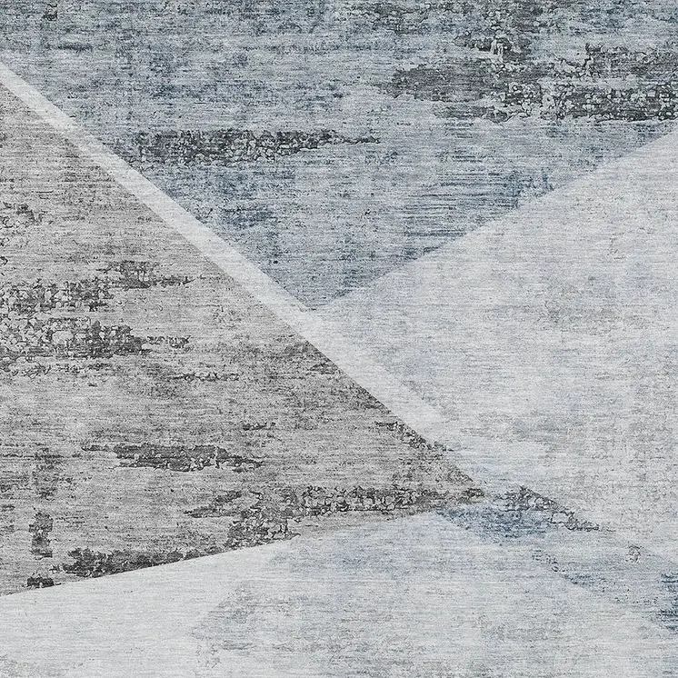 5' X 8' Sky Blue Gray And Charcoal Abstract Washable Indoor Outdoor Area Rug