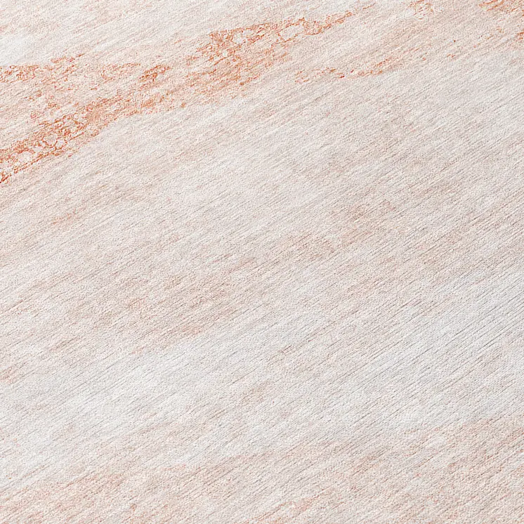 8' Salmon Peach And Ivory Round Abstract Washable Indoor Outdoor Area Rug
