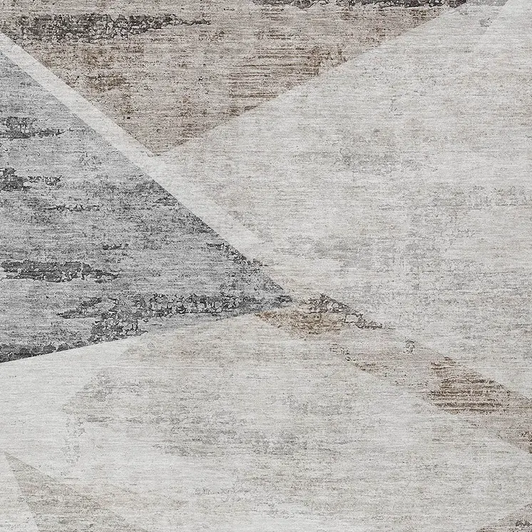8' X 10' Silver Beige And Gray Abstract Washable Indoor Outdoor Area Rug
