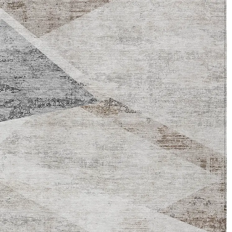 9' X 12' Silver Beige And Gray Abstract Washable Indoor Outdoor Area Rug
