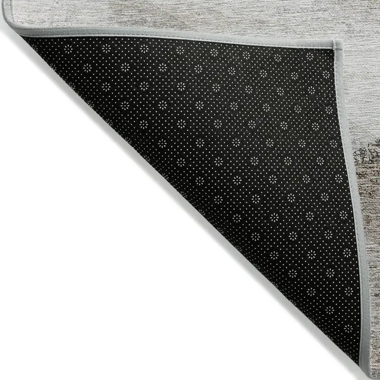 10' X 14' Silver Beige And Gray Abstract Washable Indoor Outdoor Area Rug