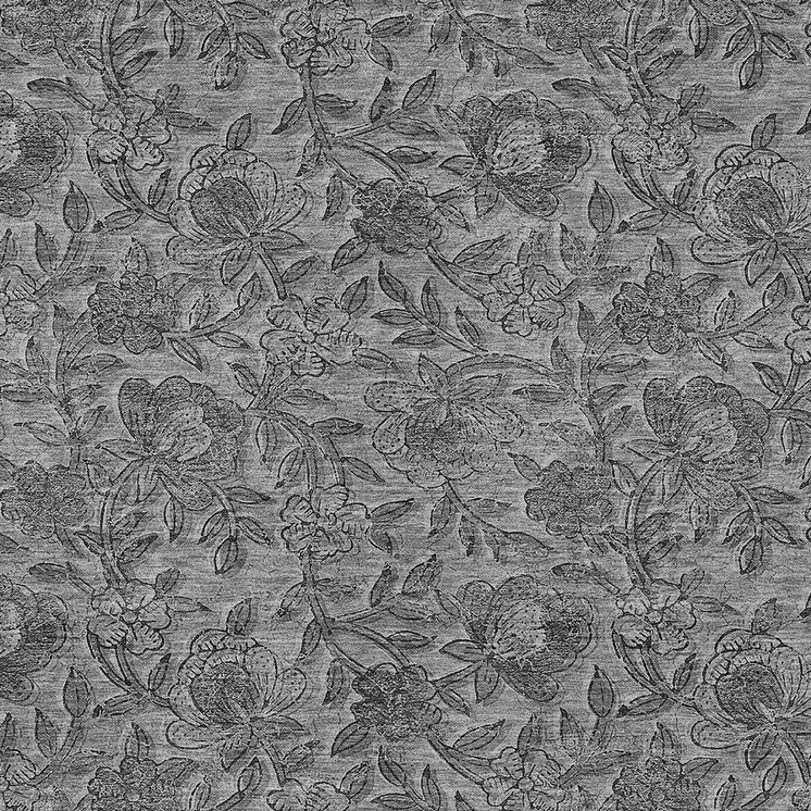 10' X 14' Gray Charcoal And Silver Floral Washable Indoor Outdoor Area Rug