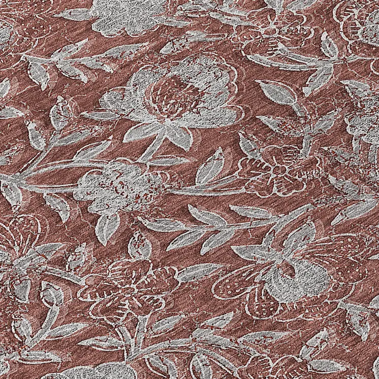 8' Orange Gray And Silver Round Floral Washable Indoor Outdoor Area Rug