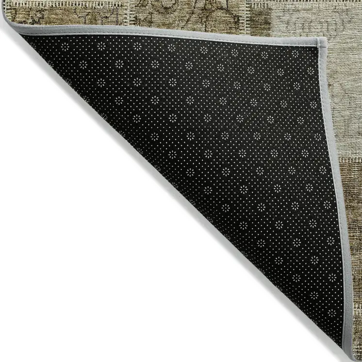5' X 8' Brown Beige And Taupe Patchwork Washable Indoor Outdoor Area Rug