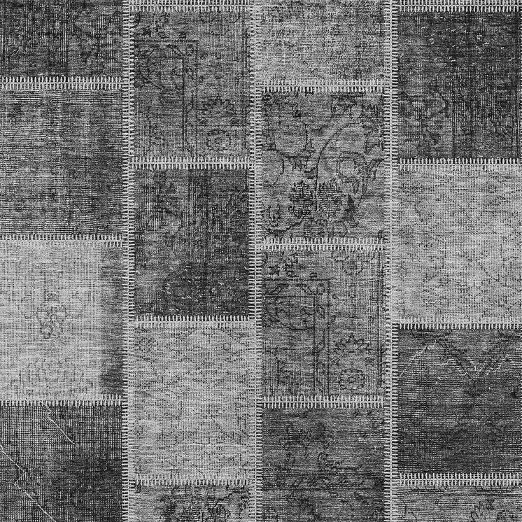 3' X 5' Gray Charcoal And Silver Patchwork Washable Indoor Outdoor Area Rug
