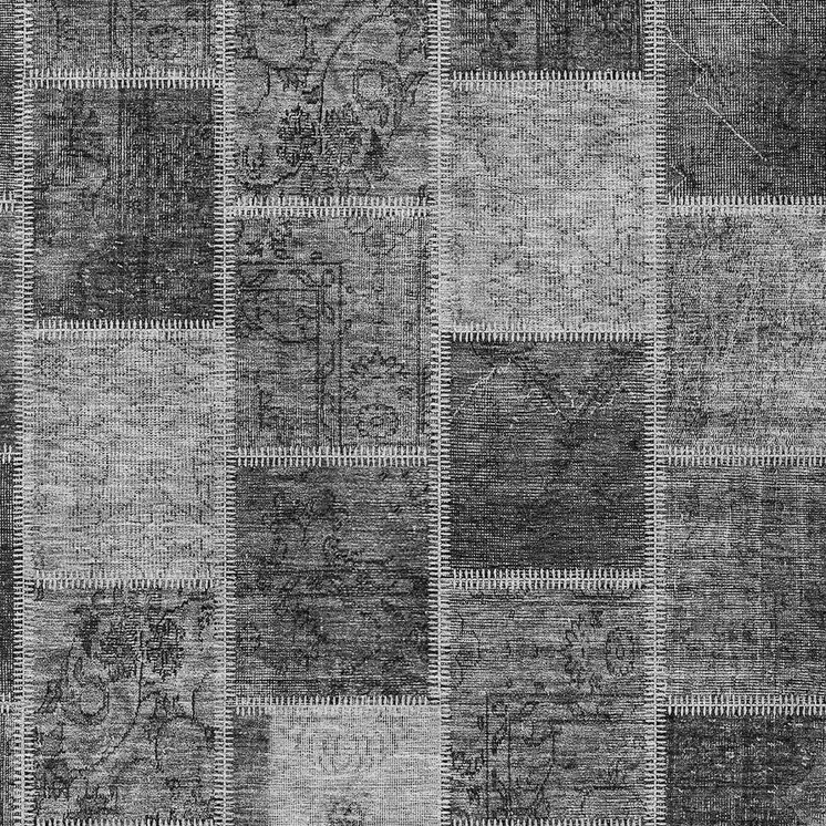 10' X 14' Gray Charcoal And Silver Patchwork Washable Indoor Outdoor Area Rug