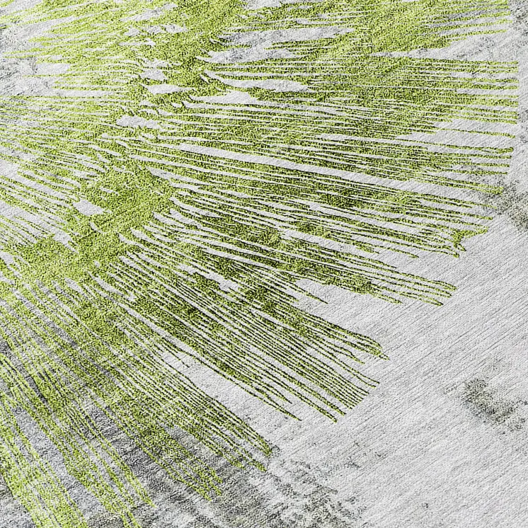 8' Artichoke Green Gray And Charcoal Round Abstract Washable Indoor Outdoor Area Rug