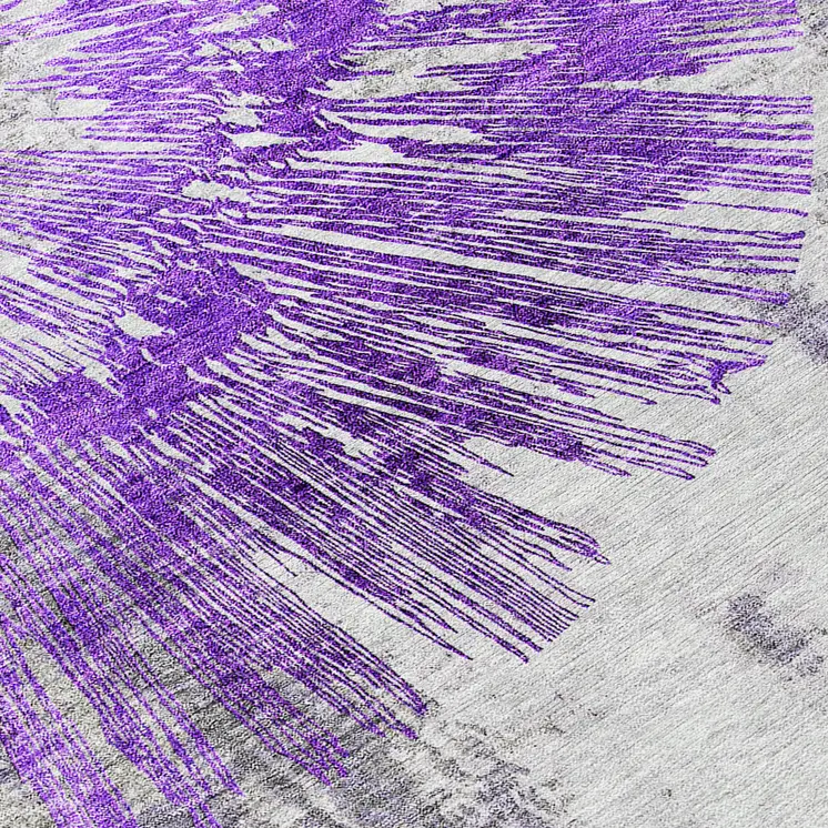8' X 10' Purple Gray And Charcoal Abstract Washable Indoor Outdoor Area Rug