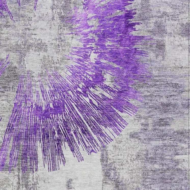 9' X 12' Purple Gray And Charcoal Abstract Washable Indoor Outdoor Area Rug