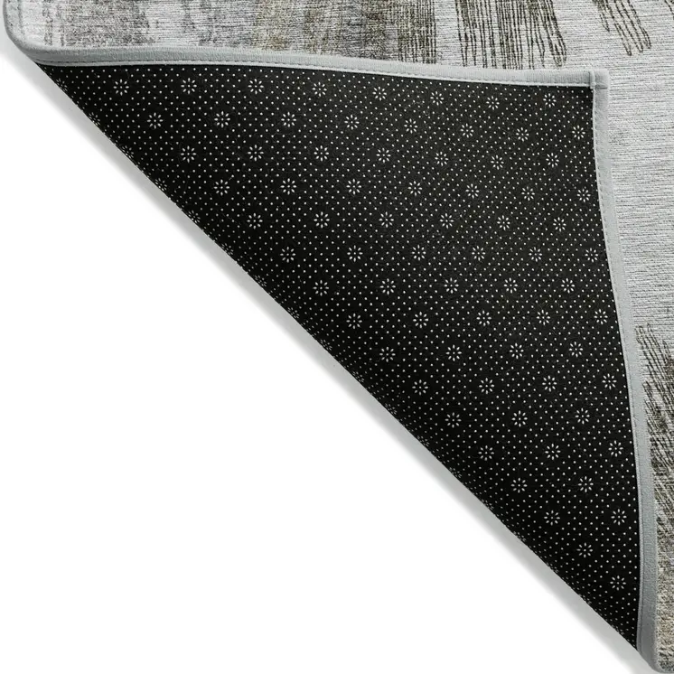 5' X 8' Taupe Beige And Brown Abstract Washable Indoor Outdoor Area Rug
