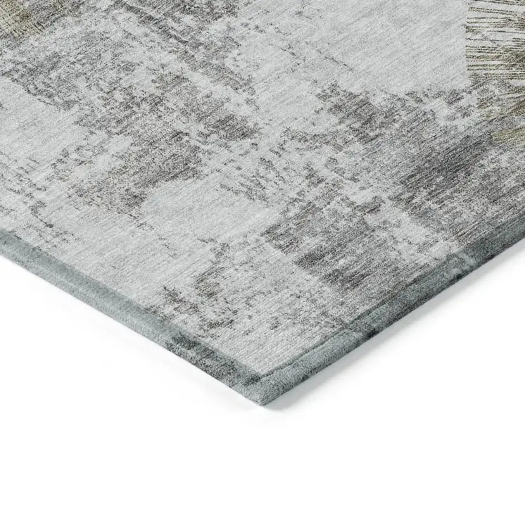 9' X 12' Taupe Beige And Brown Abstract Washable Indoor Outdoor Area Rug